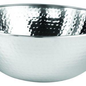 Stainless steel shallow bowl 'beaten' (24cm)