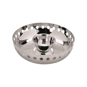 Stainless steel chip & dip with removable sauce bowl