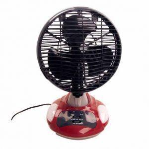 Red rechargeable oscillation table fan and night light
