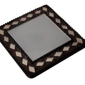 Square mirror with black bling beads