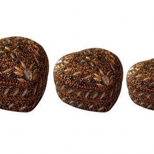 Jewellery Boxes With Gold Beads Set Of 3