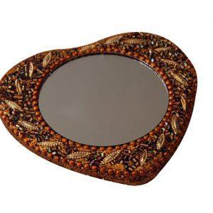 Heart shape mirror with gold bling beads