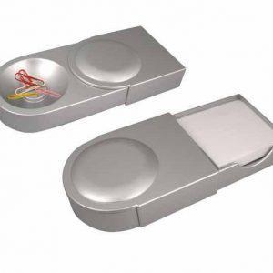 Silver memo pad and paper clip holder