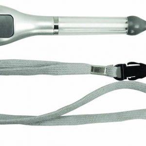 Silver swivel LED ballpoint with clip and neck cord