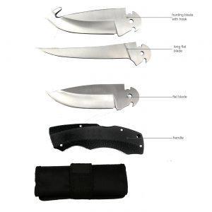 Stainless steel handle with 3 blades in pouch