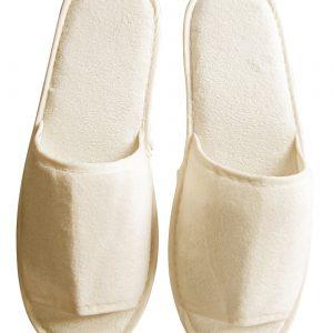 Beige velvet slippers (open toe)-(28.5cm)