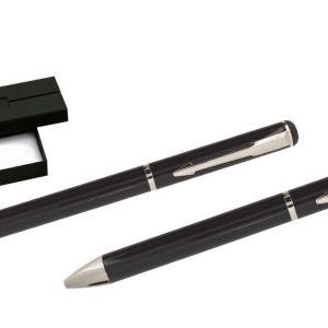 Black and silver ballpoint and rollerball pen set