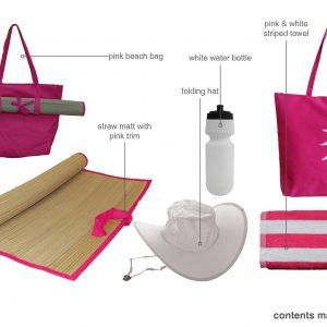 Pink beach bag gift set