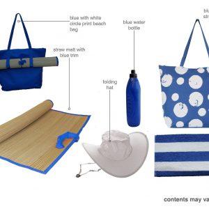 Blue with circle beach bag gift set