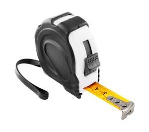 Black and white tape measure with belt clip (5m)