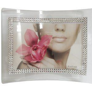 Glass and diamante 'curved' photoframe (Landscape)