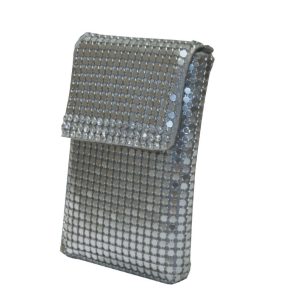 Silver cellphone holder with crystal detail