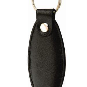 Black 'teardrop' genuine leather keyring