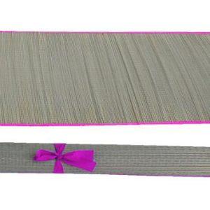 Straw multi-purpose mat with pink trim