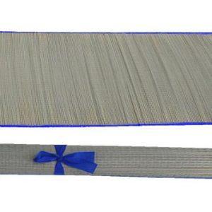Straw multi-purpose mat with blue trim