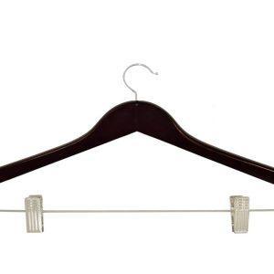 Mahogany skirt hanger with silver clips