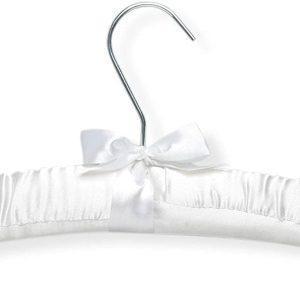 White satin padded hanger with silver hook (pack of 6)