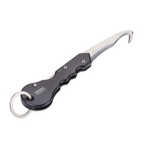 Mini tool HOOK 2 parcel cutter with small keyring - black