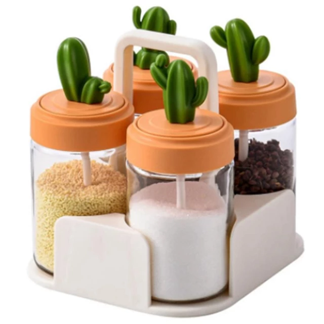 4PC Cactus Spice Jar Set